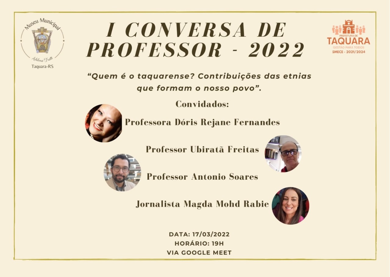 1ª Conversa de Professor abre as comemorações do aniversário de Taquara