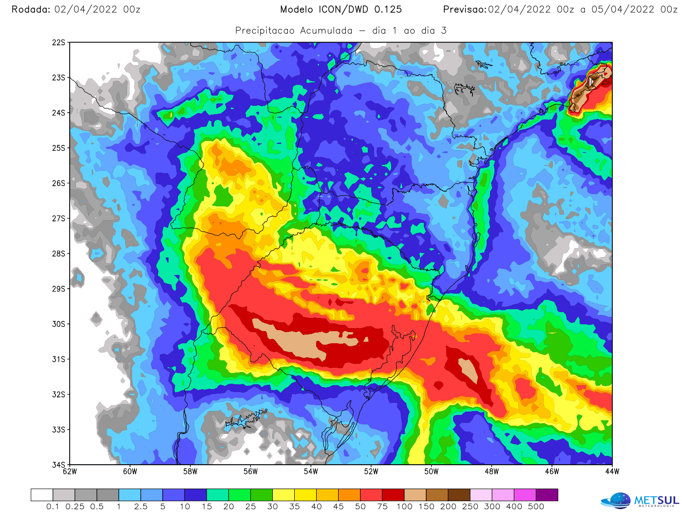 Metsul alerta para chuva de um mês em apenas um dia no começo desta semana