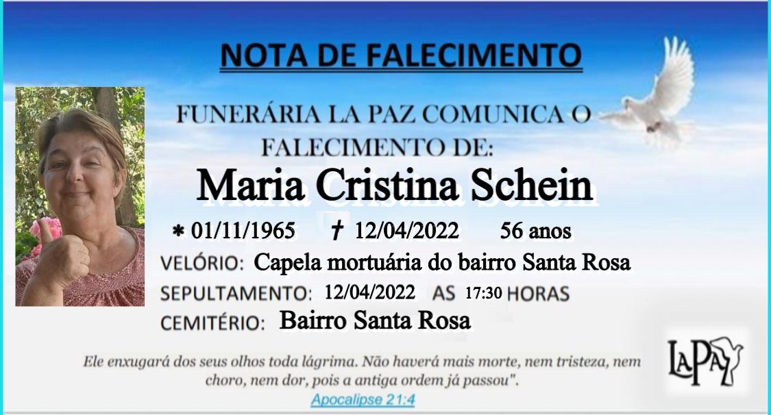 Falecimento | Maria Cristina Schein