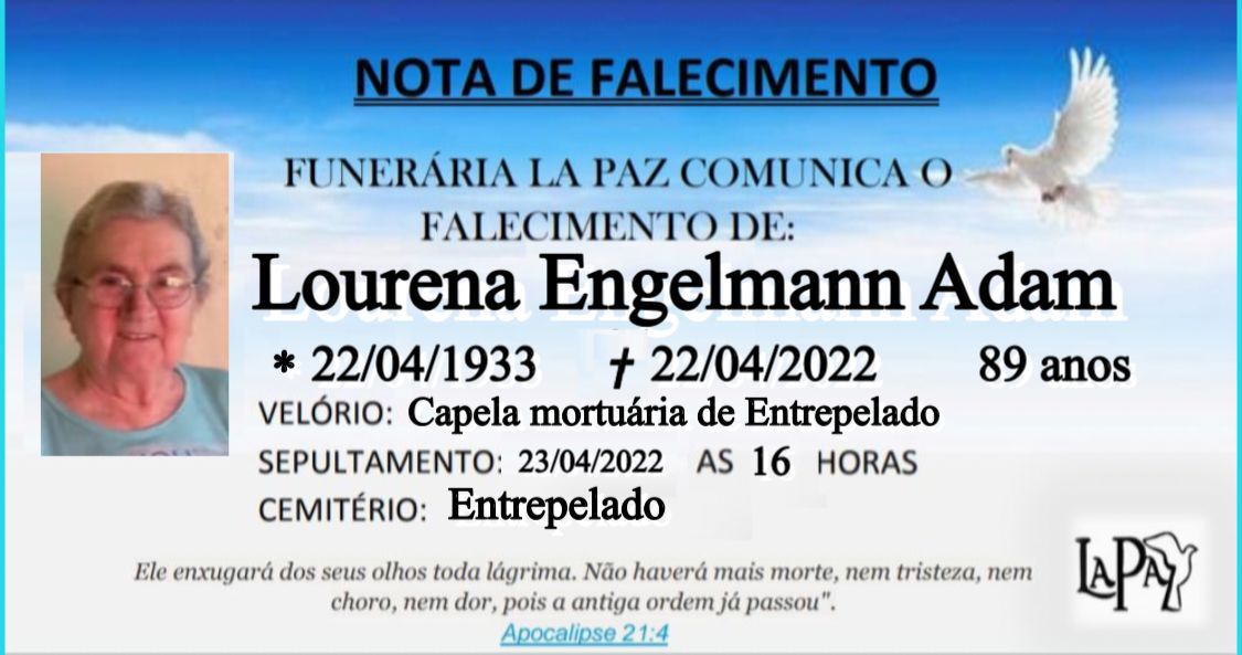 Falecimento | Lourena Engelmann Adam