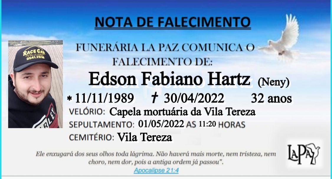 Falecimento | Edson Fabiano Hartz