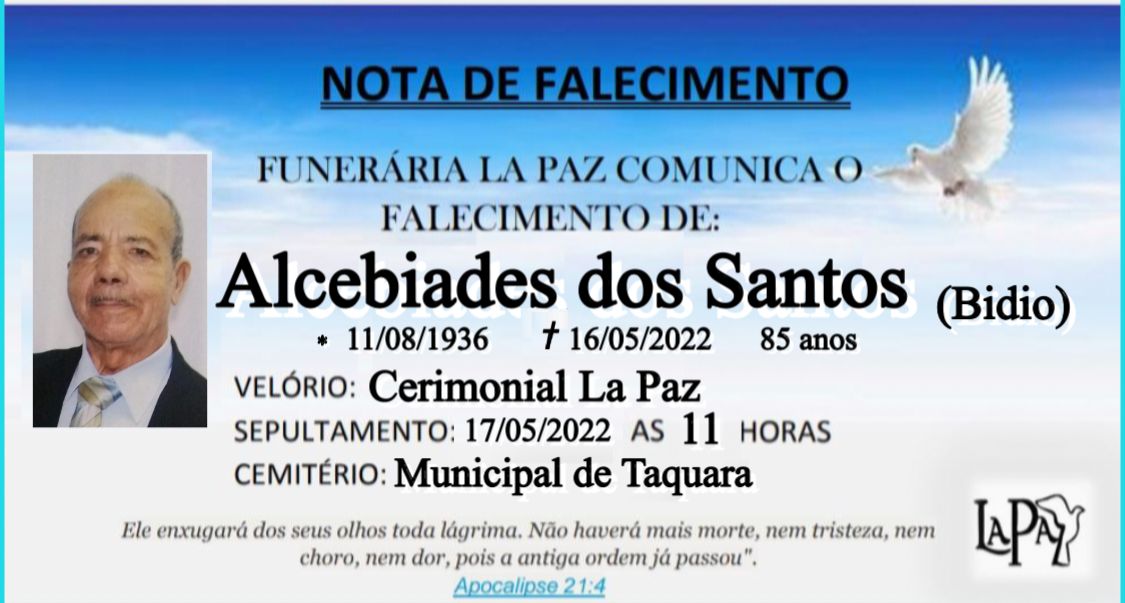 Falecimento | Alcebiades dos Santos (Bidio)