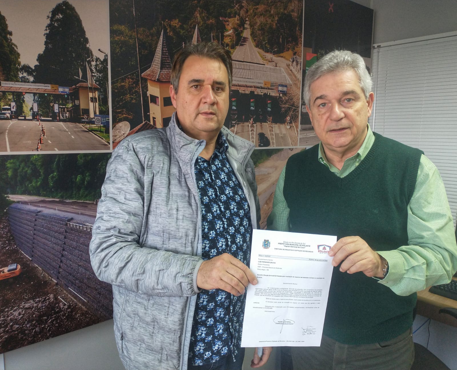 Prefeito de Rolante e presidente da EGR conversam sobre liberação de material para melhorias nas ruas do Município