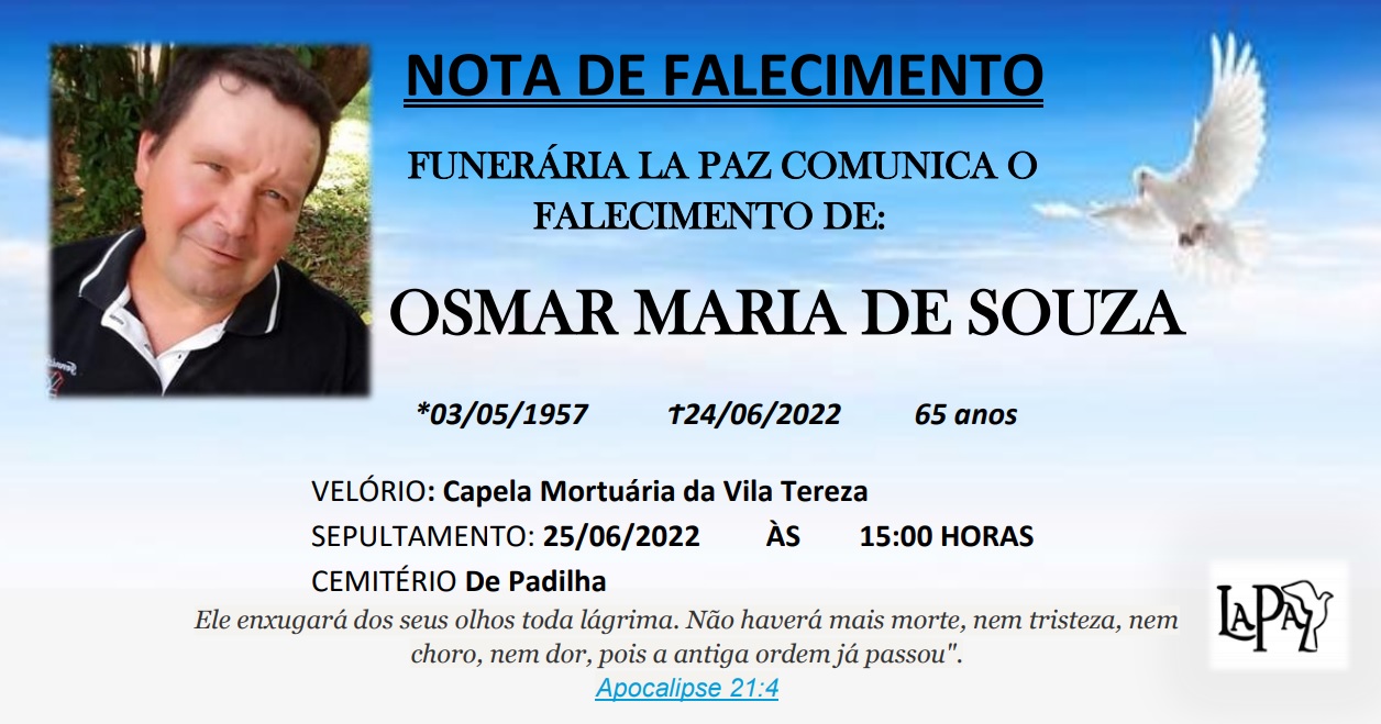 Falecimento | Osmar Maria de Souza