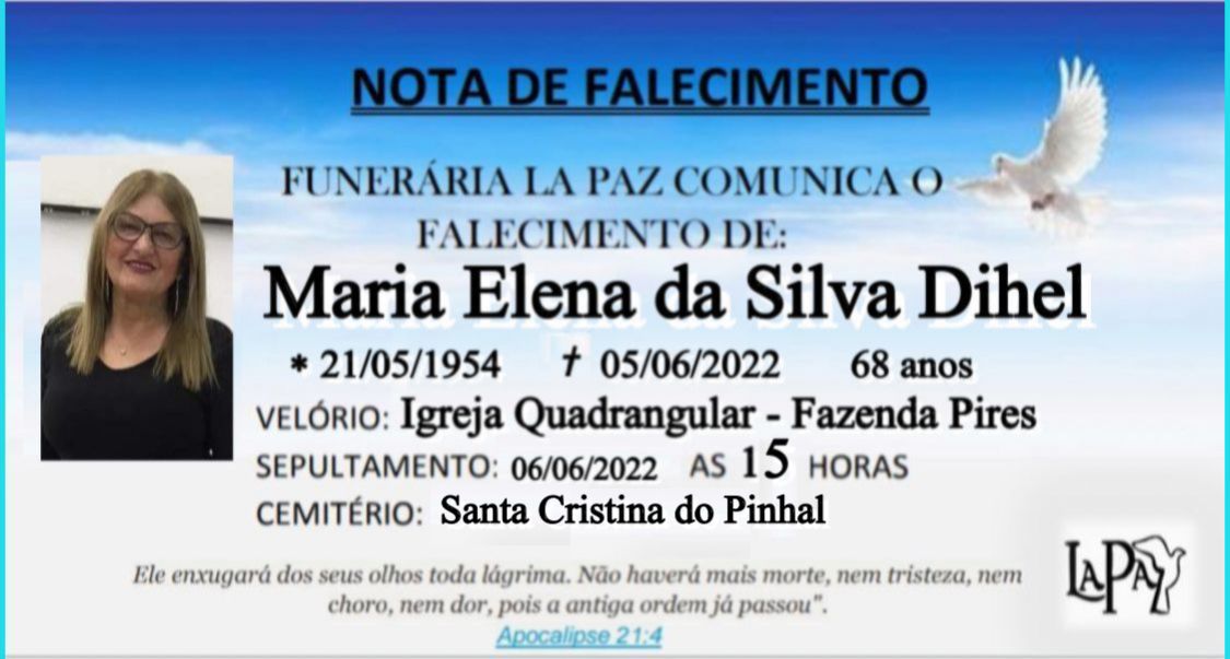 Falecimento | Maria Elena da Silva Dihel