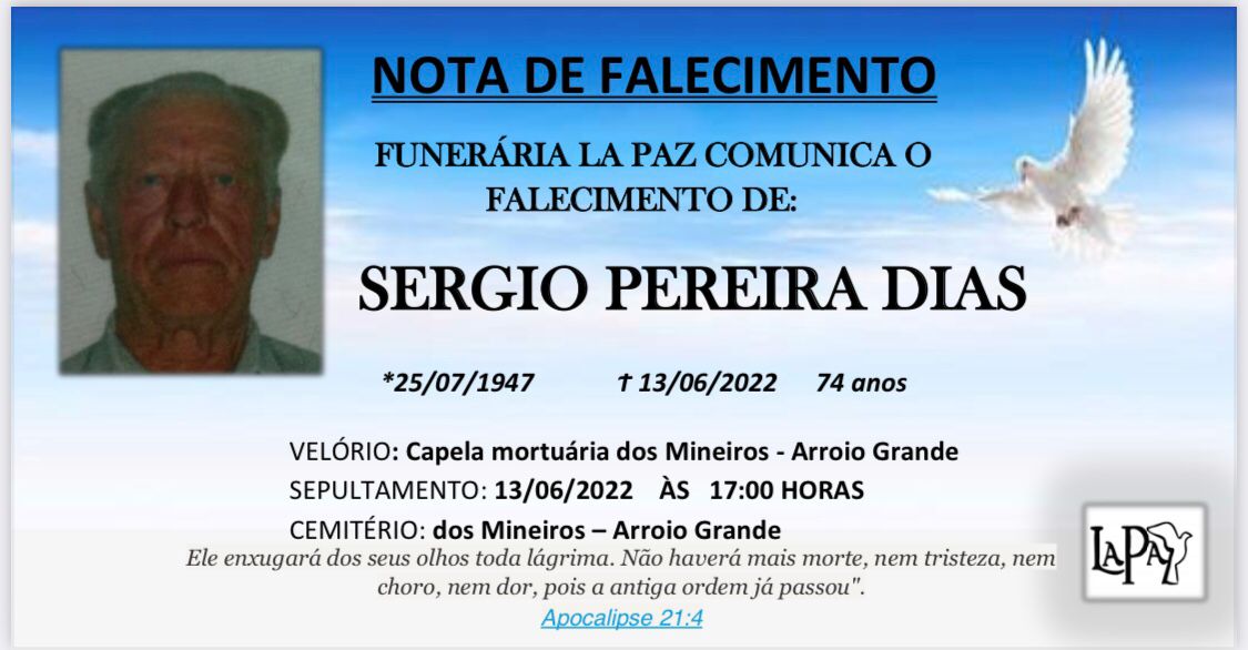 Falecimento | Sérgio Pereira Dias