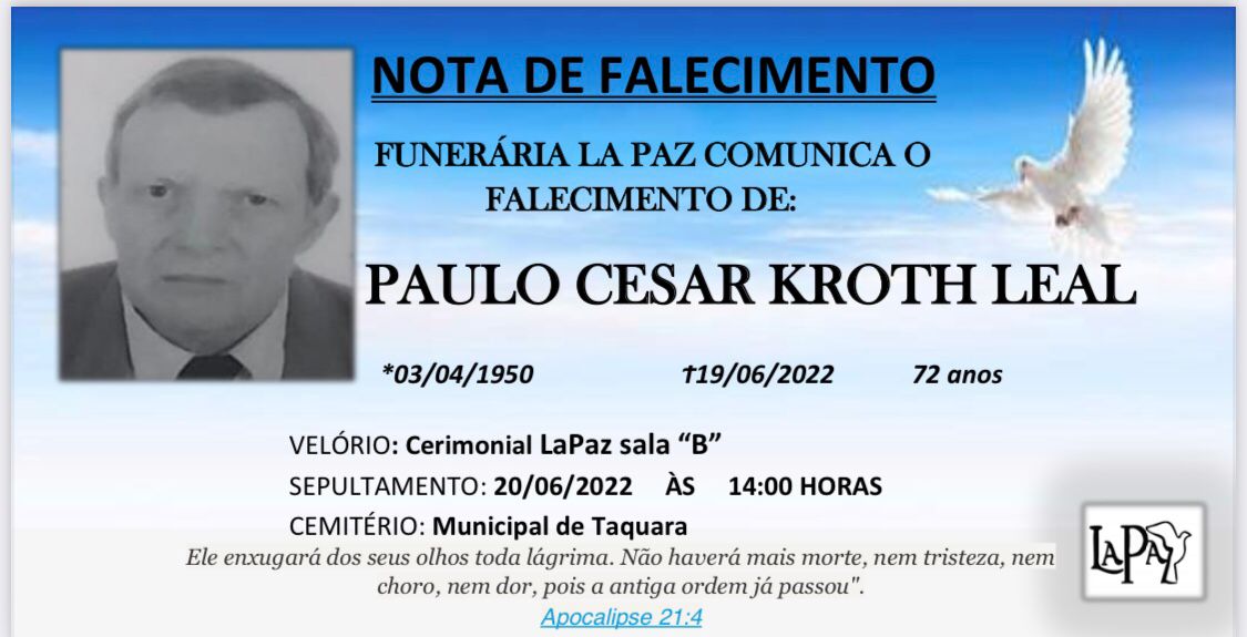 Falecimento | Paulo Cesar Kroth Leal