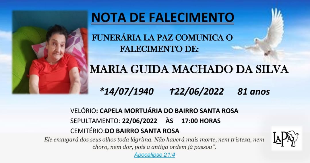 Falecimento | Maria Guida Machado da Silva