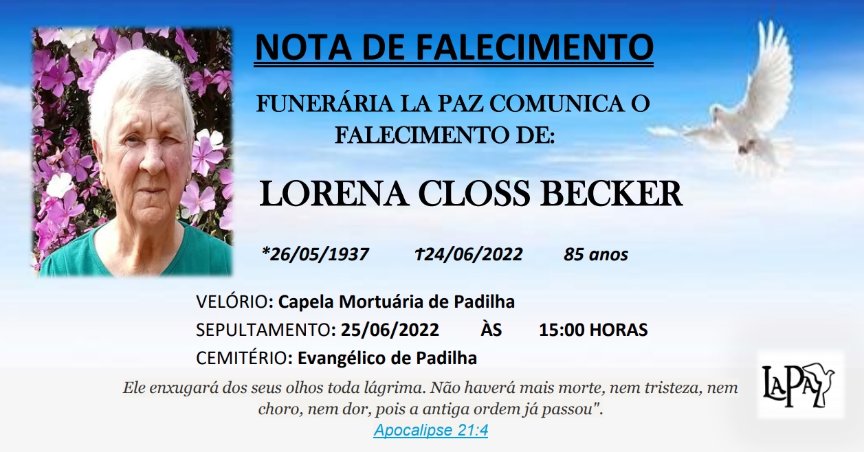 Falecimento | Lorena Closs Becker