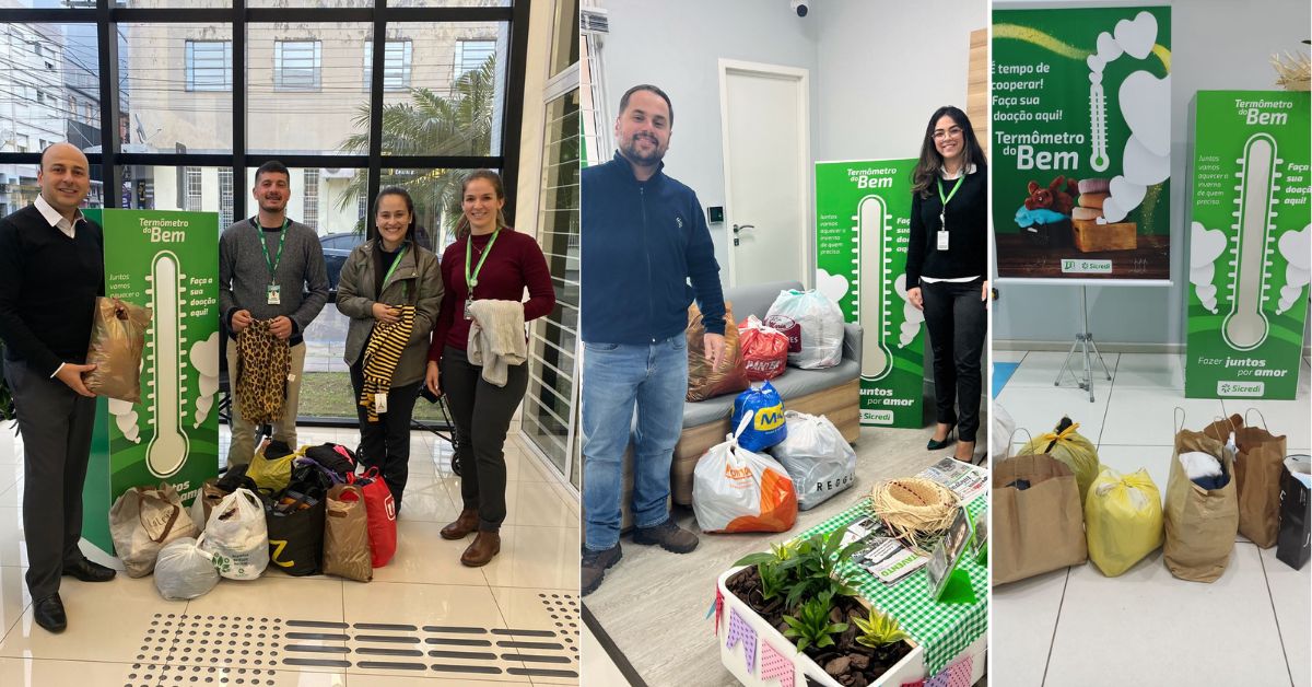 Arrecadação de agasalhos para o Termômetro do Bem da Sicredi Caminho das Águas chega aos últimos dias