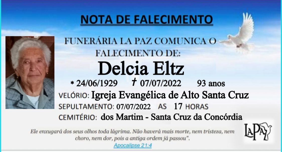 Falecimento | Delcia Eltz