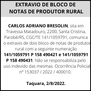 Extravio de bloco de notas | Carlos Airton Rosa