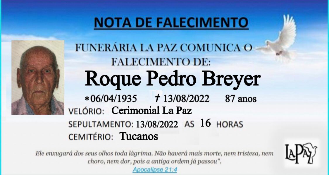 Falecimento | Roque Pedro Breyer