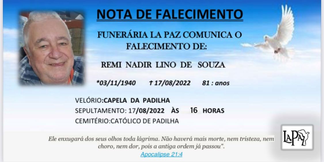 Falecimento | Remi Nadir Lino de Souza