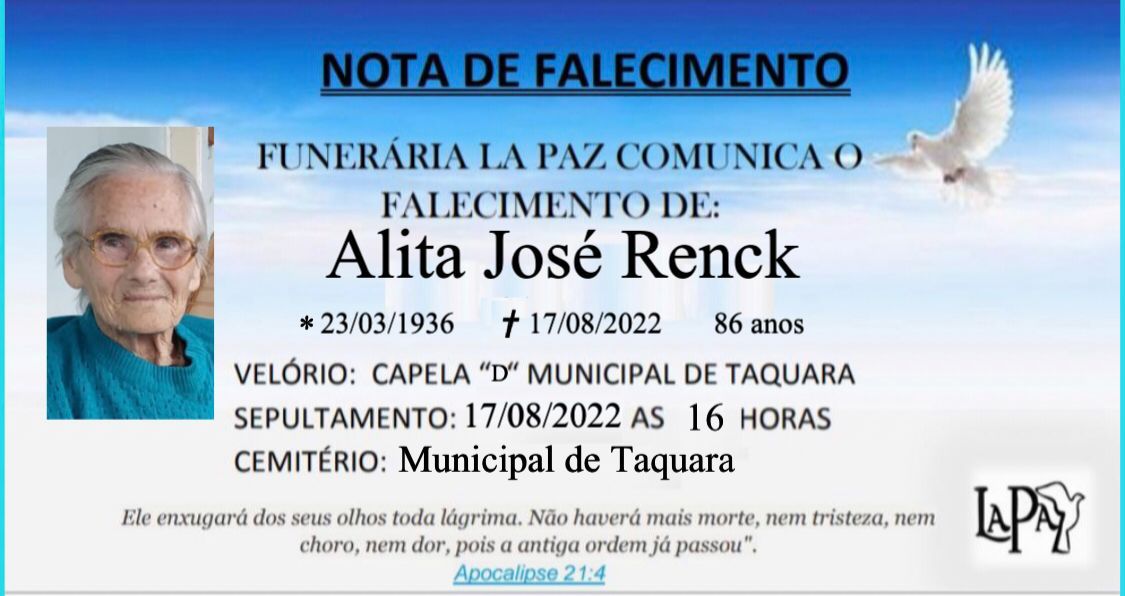 Falecimento | Alita José Renck