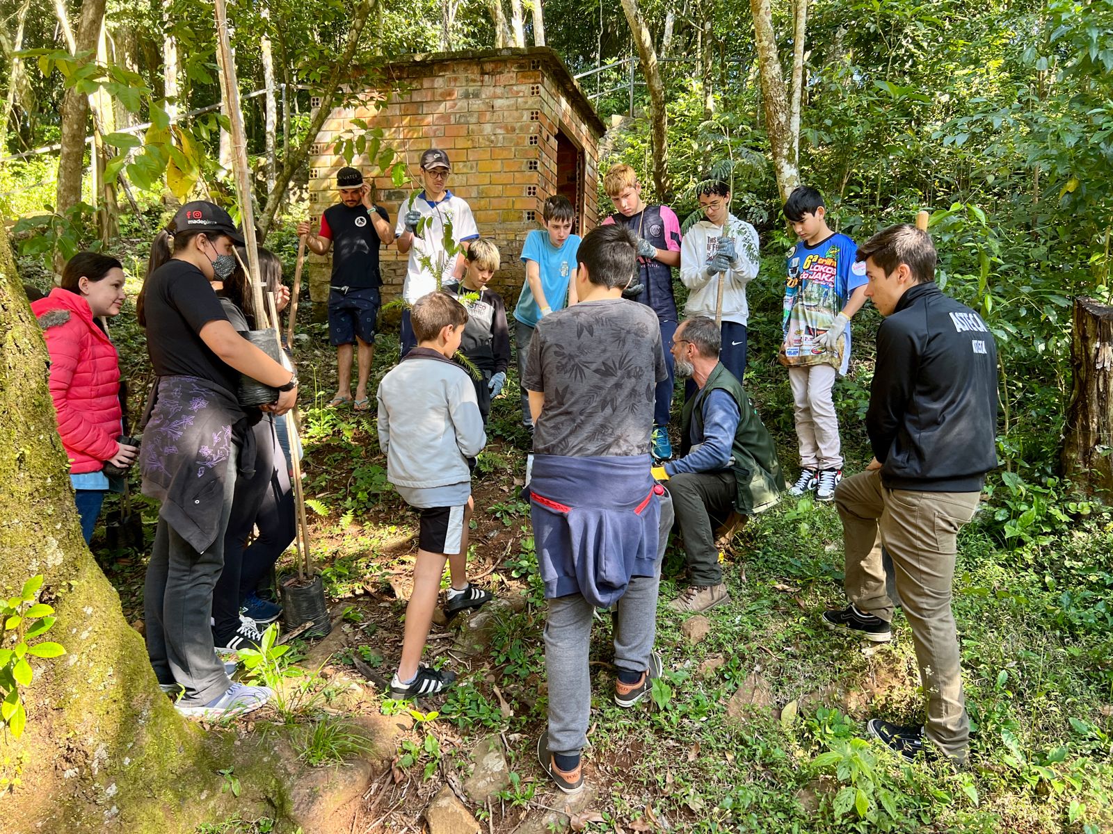 Projeto conscientiza alunos e realiza plantio de árvores no Parque das Laranjeiras em Três Coroas