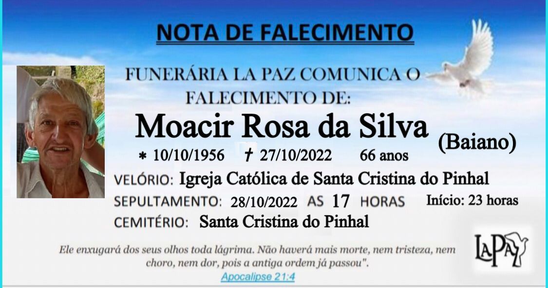 Falecimento | Moacir Rosa da Silva