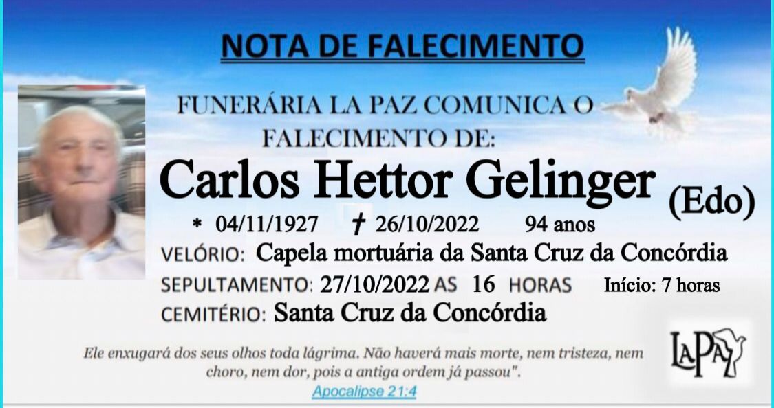 Falecimento | Carlos Hettor Gelinger