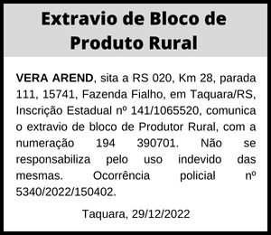 Extravio de bloco de notas | Vera Arend
