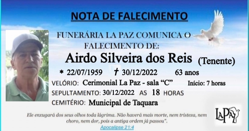 Falecimento | Airdo Silveira dos Reis (Tenente)