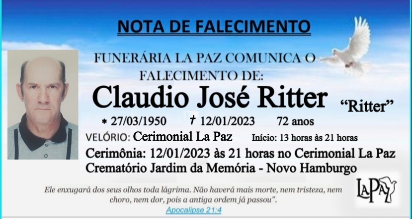 Falecimento | Claudio José Ritter