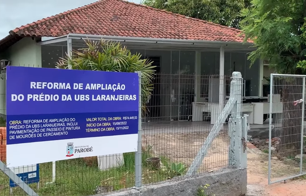 Obras na UBS Laranjeiras em Parobé devem ser entregues nas próximas semanas