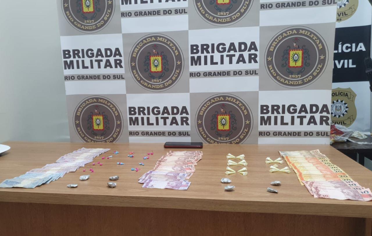 Grupo é surpreendido pela Brigada Militar e três pessoas são presas por tráfico de drogas em Taquara