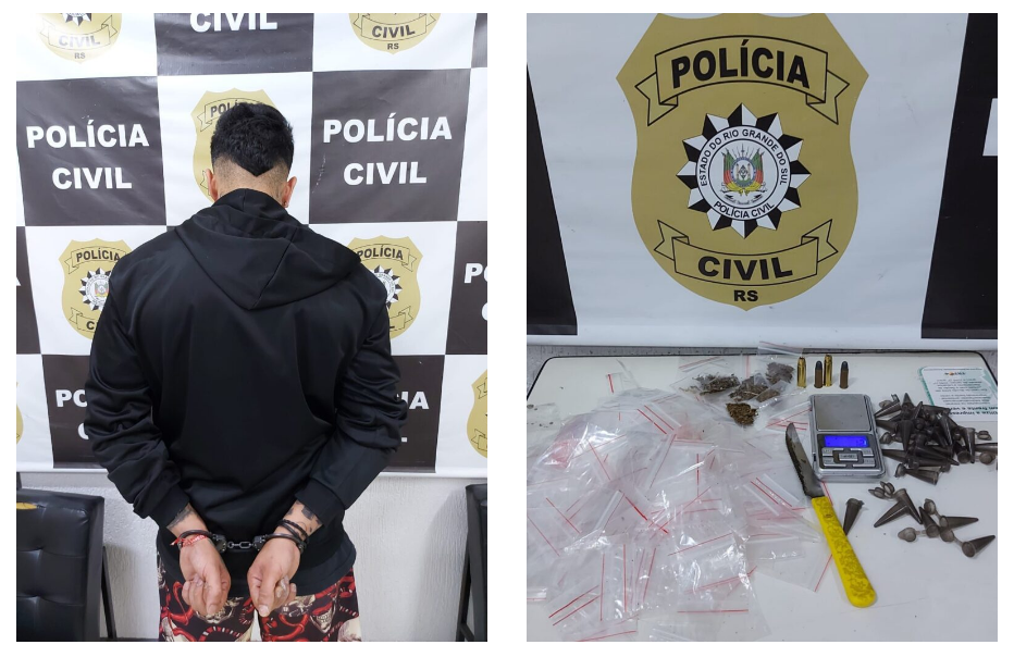 Indivíduo é preso pela Polícia Civil de Igrejinha por tráfico de drogas e posse de munição