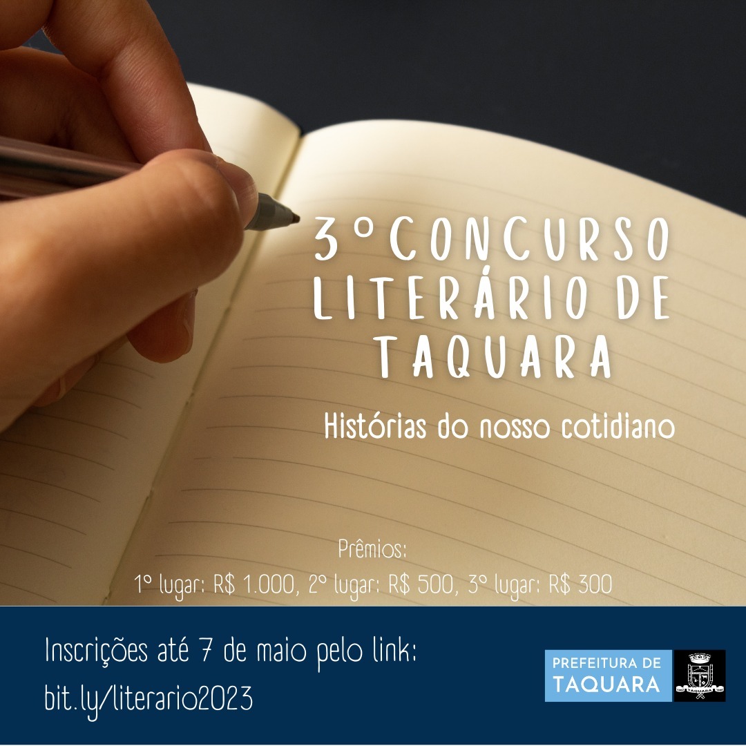 Inscrições para o Concurso Literário de Taquara seguem até dia 07 de maio