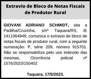 Extravio | GIOVANI ADRIANO SCHMIDT