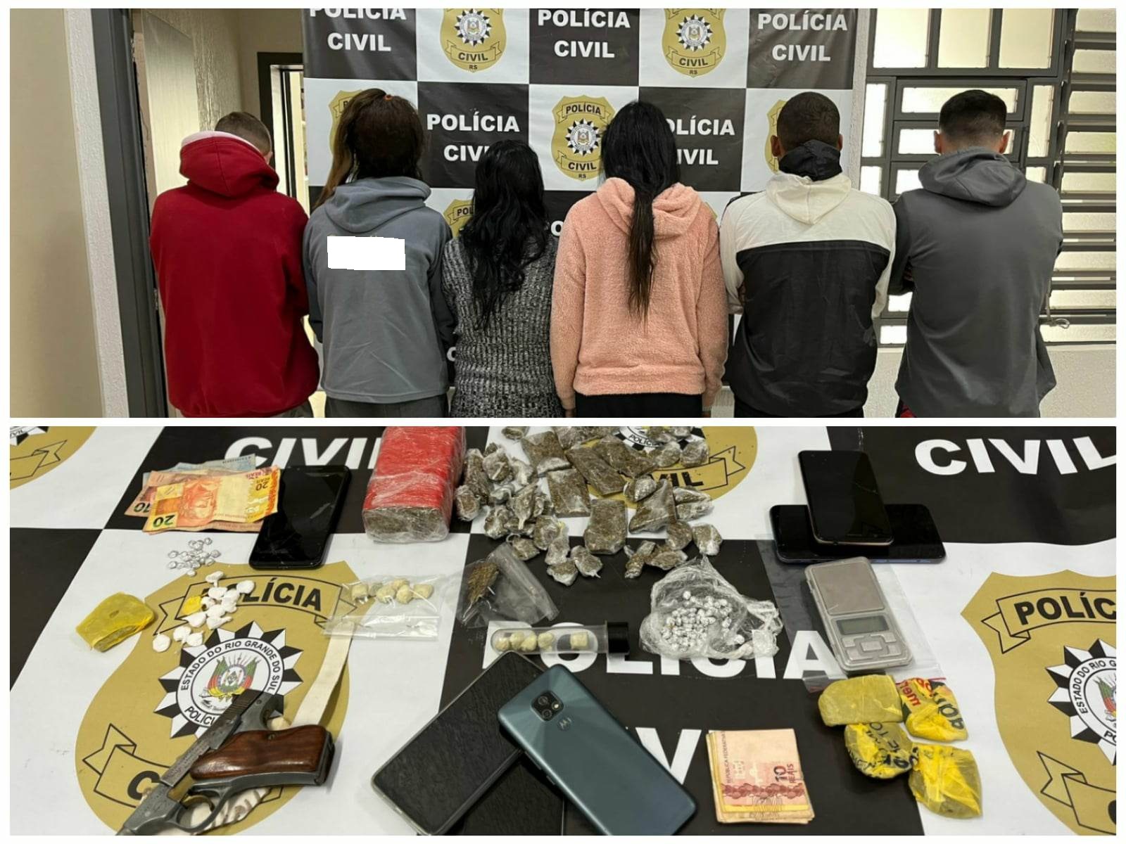 Pé na porta: Polícia Civil realiza operação contra o tráfico de drogas, prende seis indivíduos e apreende adolescente em Igrejinha