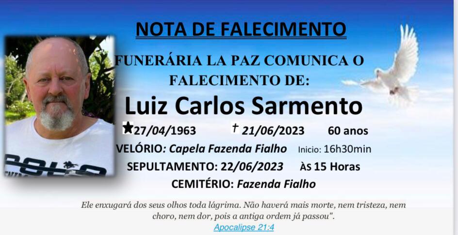 Falecimento | Luiz Carlos Sarmento