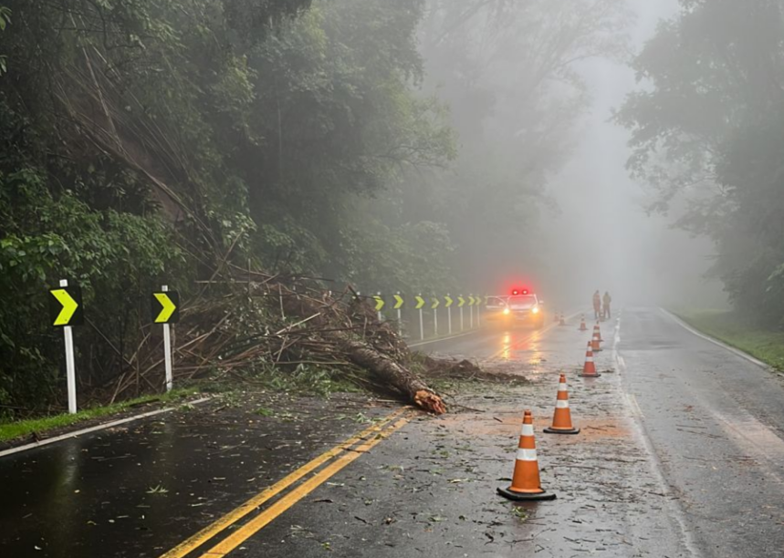 Após queda de barreira, trânsito na ERS-115 entre Três Coroas e Gramado é parcialmente liberado