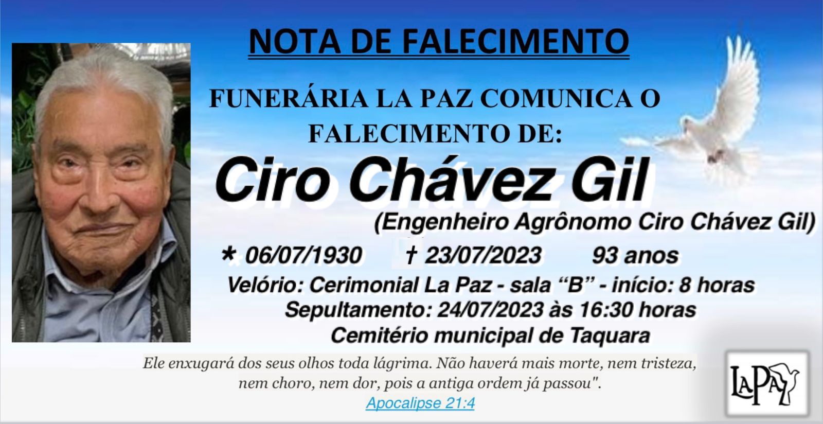 Falecimento | Ciro Chávez Gil