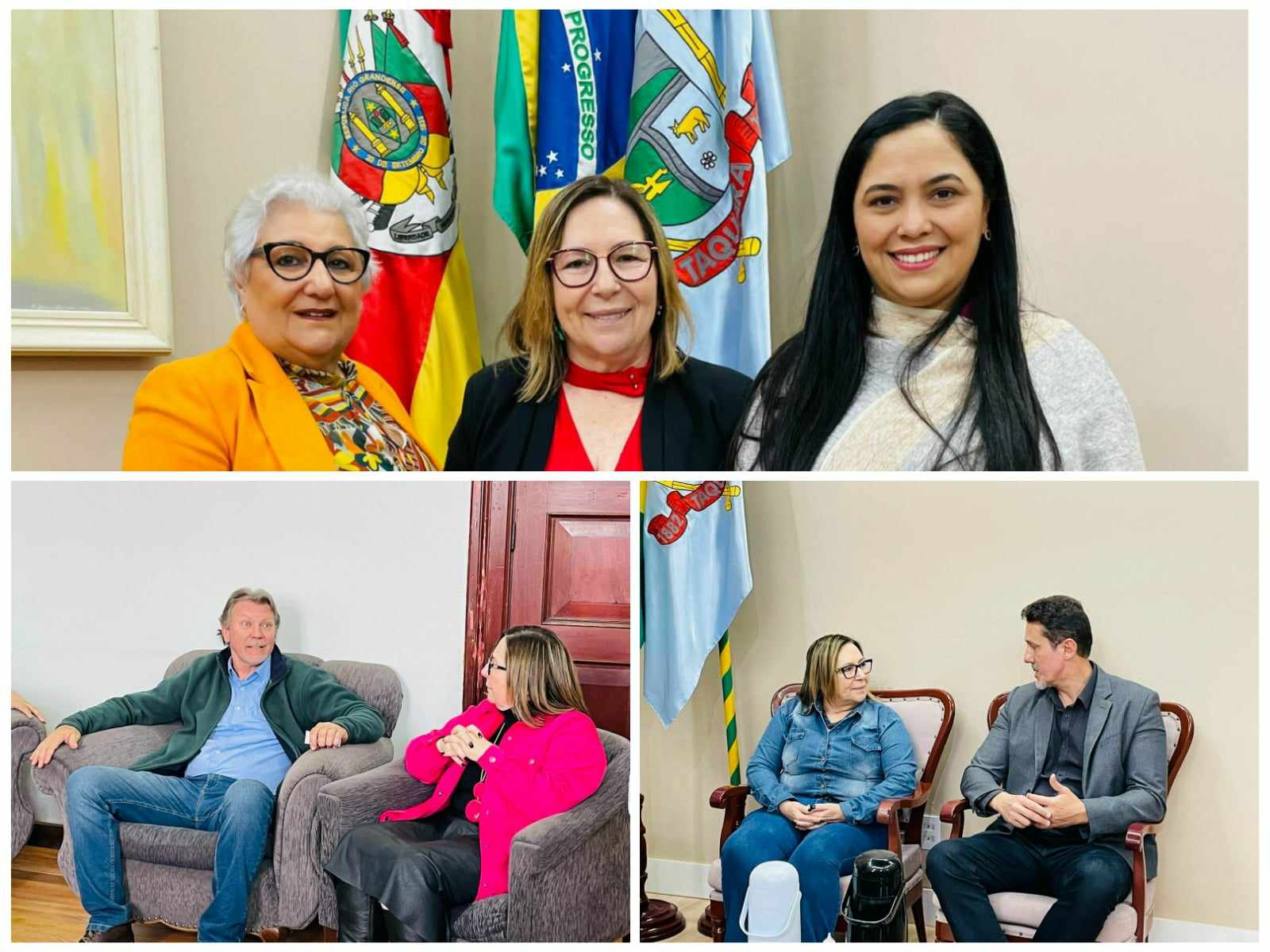 Prefeita de Taquara recebe visita dos deputados Afonso Hamm, delegado Zucco e Eliana Bayer