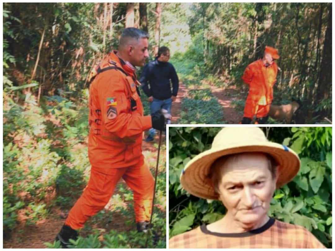 Polícia Civil e bombeiros realizam buscas com cães farejadores a idoso desaparecido desde de 13 de julho em Três Coroas