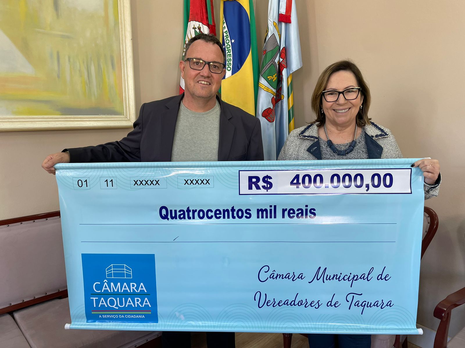 Câmara de Vereadores formaliza devolução de R$ 400 mil para Prefeitura de Taquara