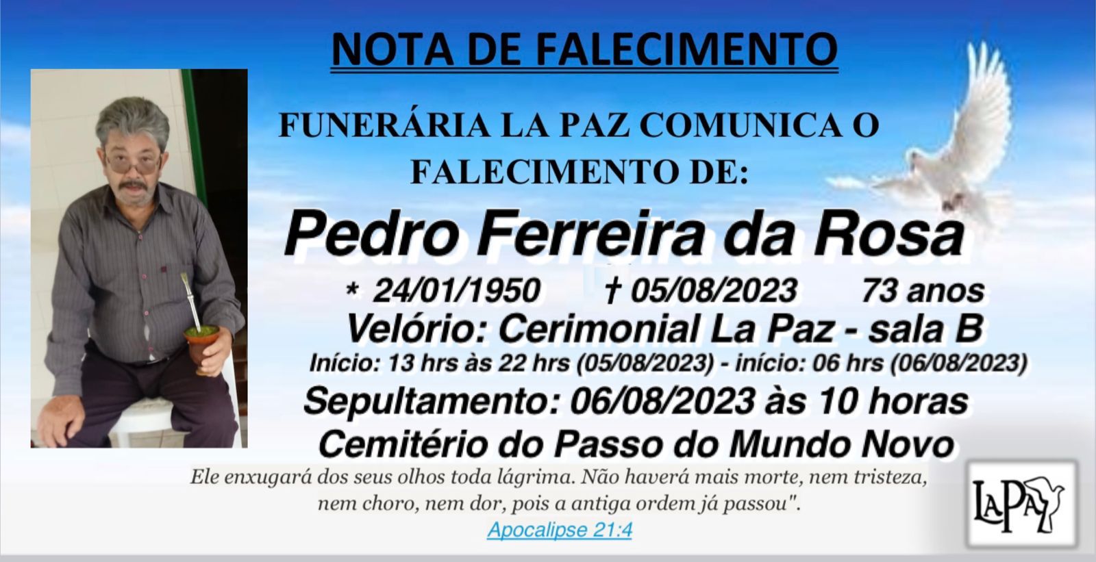 Falecimento | Pedro Ferreira da Rosa