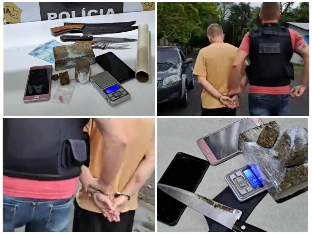 Homem é preso por tráfico após agredir a própria irmã em Três Coroas