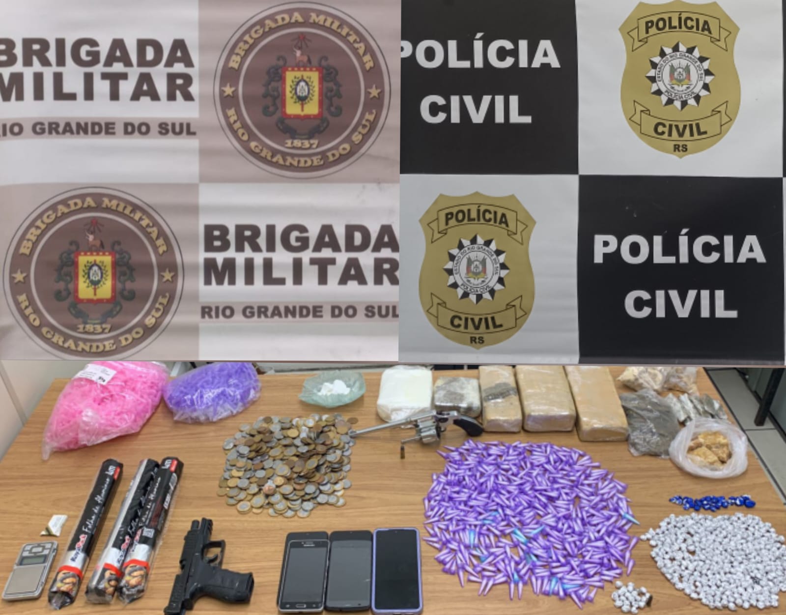 Operação da Polícia Civil e Brigada Militar de Taquara resulta em prisão e apreensão de drogas e veículos