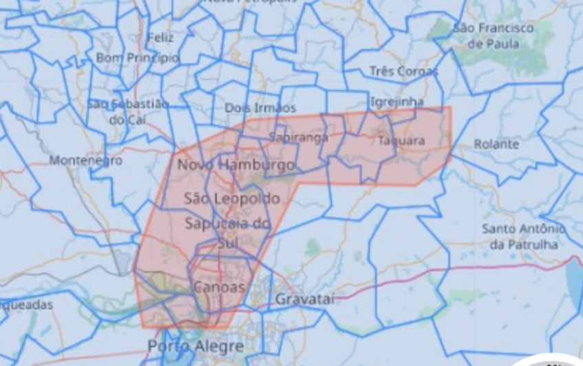 Defesa Civil do RS alerta para nova onda de tempestades e inundação no Rio do Sinos a partir de Taquara