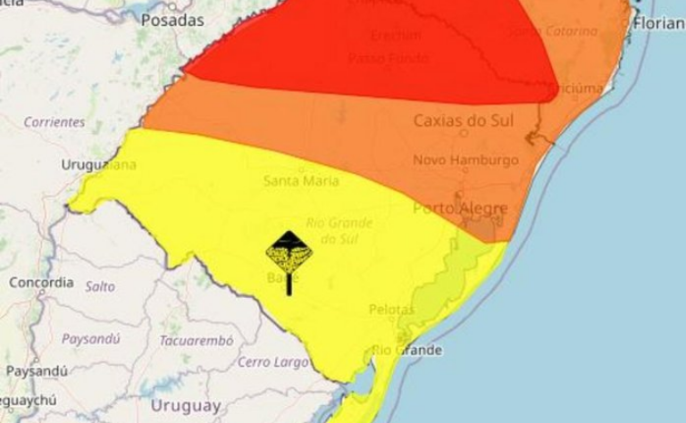 Inmet divulga alertas para risco de temporais nesta sexta e sábado em todas as regiões do RS