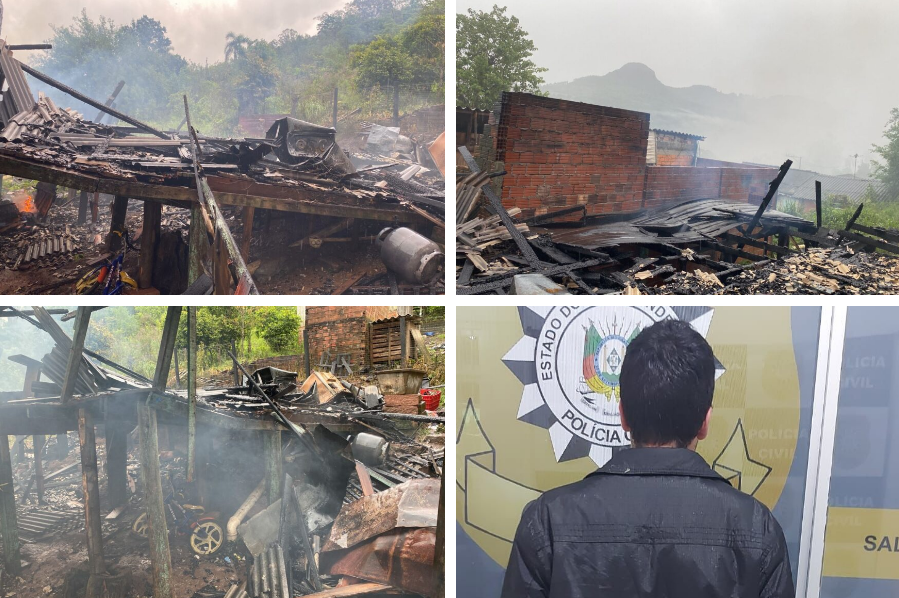 Indivíduo é preso após atear fogo na residência onde estavam a companheira e o filho em Três Coroas
