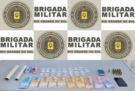 Dupla é presa e adolescente é apreendido com drogas e munições em Rolante