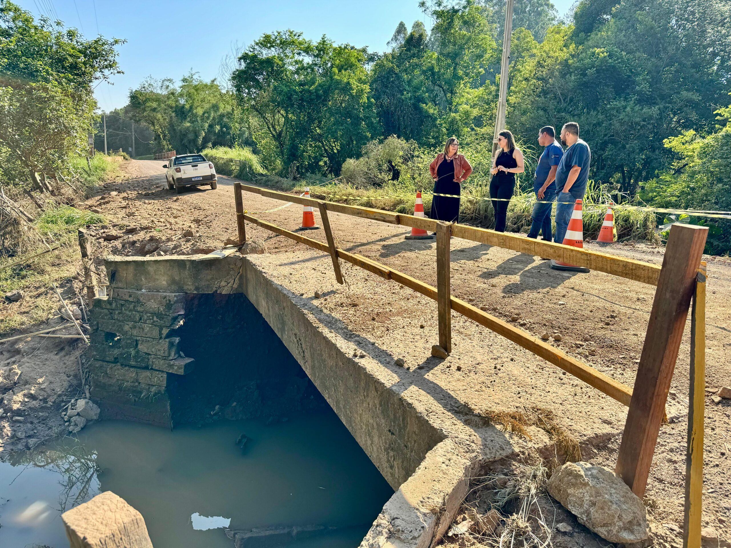 Duas pontes são danificadas após enchente no interior de Taquara