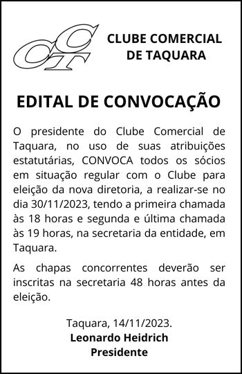 Edital | Clube Comercial de Taquara