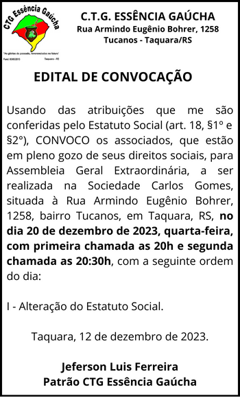 Edital CTG Essência Gaúcha