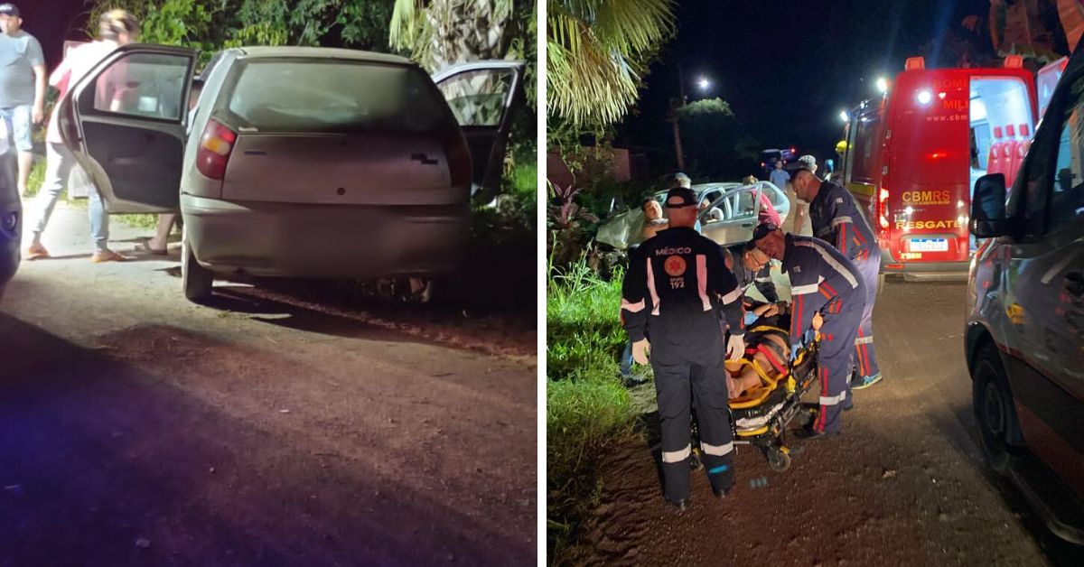 Duas pessoas ficam feridas em acidente no interior de Taquara