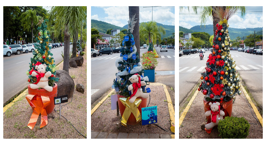 Festival de Pinheiros Natal na Cidade Verde está ocorrendo na Avenida Santa Maria em Três Coroas