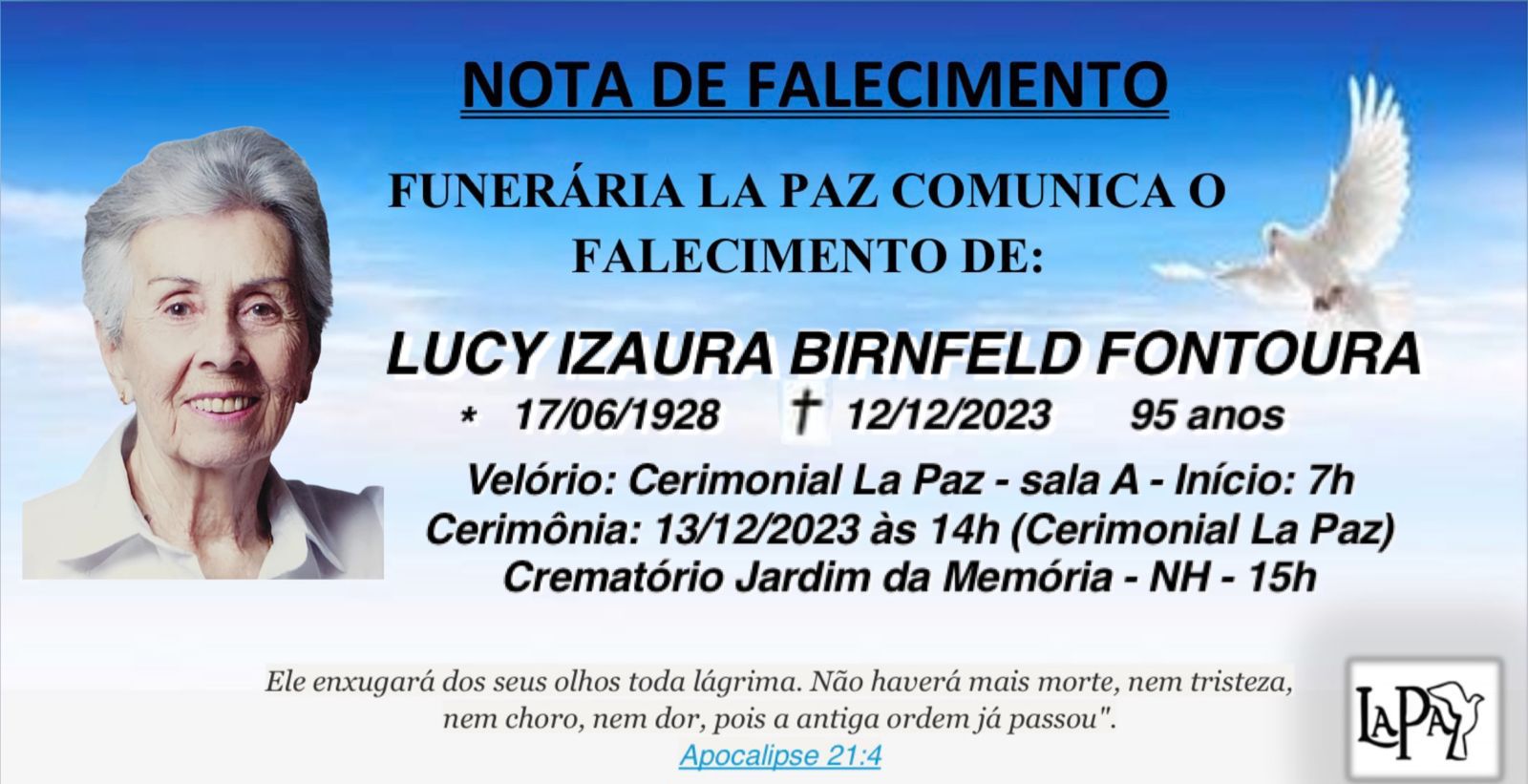 Falecimento | Lucy Izaura Birnfeld Fontoura